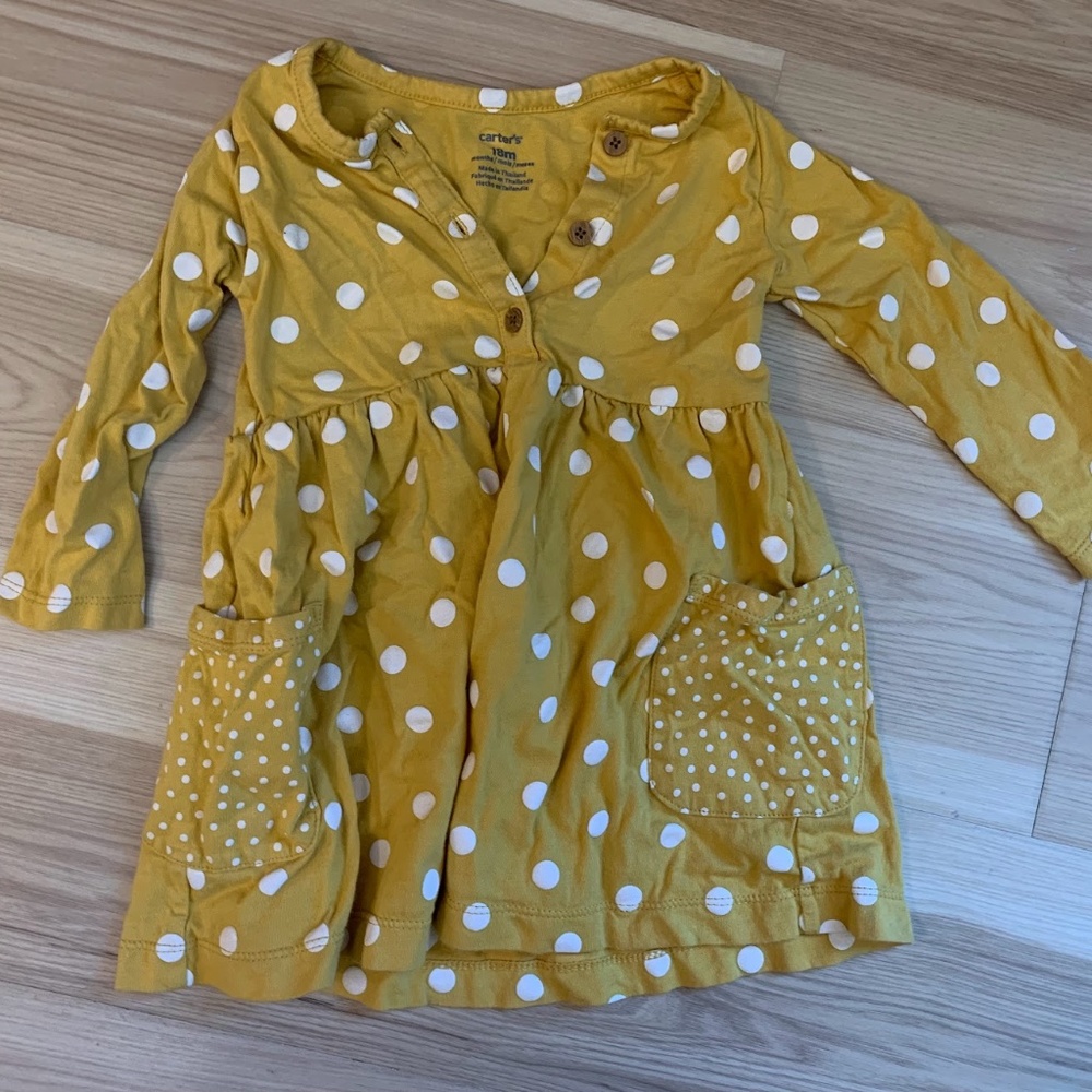 Carter's Yellow Polka Dot Dress Size 24m